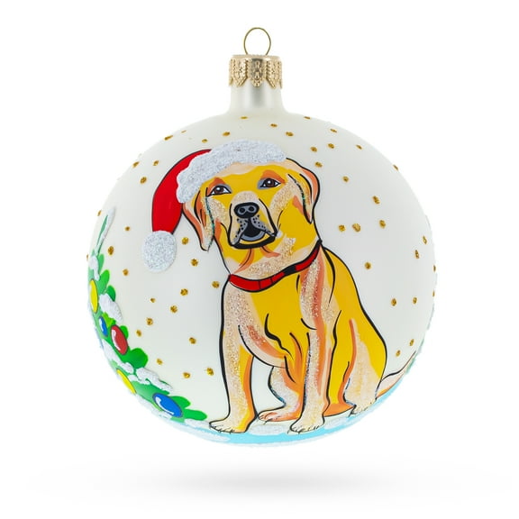 Yellow Labrador Retriever in Glass Ball Christmas Ornament 4 Inches