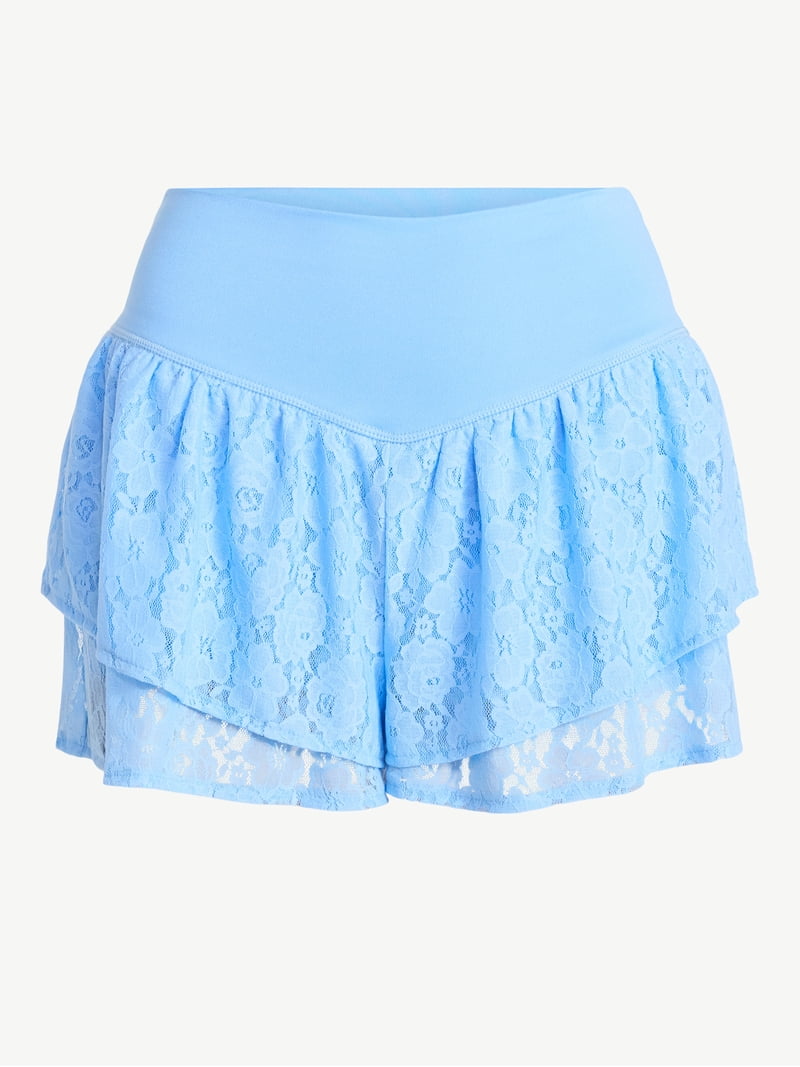 No Boundaries Lace Knit Flowy Shorts, 2'' Inseam, Women's XXS-XXL
