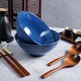 thumbnail image 6 of 8 Inch Ceramic Ramen Bowl Set of 2 Pho Bowls 40oz  Noodle Udon Soup Bowls with Spoons and Chopsticks ( Blue), 6 of 6