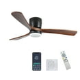 thumbnail image 2 of 42 inch Black Wood Ceiling Fans with Lights and Remote, Modern Flush Mount Low Profile Ceiling Fan with Light, 6 Speed, Reversible DC Motor, for Bedroom/Outdoor/Farmhouse/Patios, 2 of 3