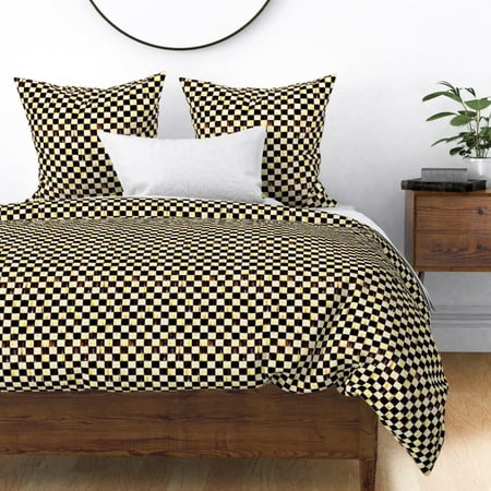 Punk Checkerboard Pop Popular Black And White Sateen Duvet Cover