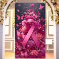 thumbnail image 1 of Feltree Pink Ribbon Door Cover for Breast Cancer Awareness 35x71 Inches, Reusable Decorative Banner for Door Wall Background, Lightweight Polyester Fabri, 1 of 7