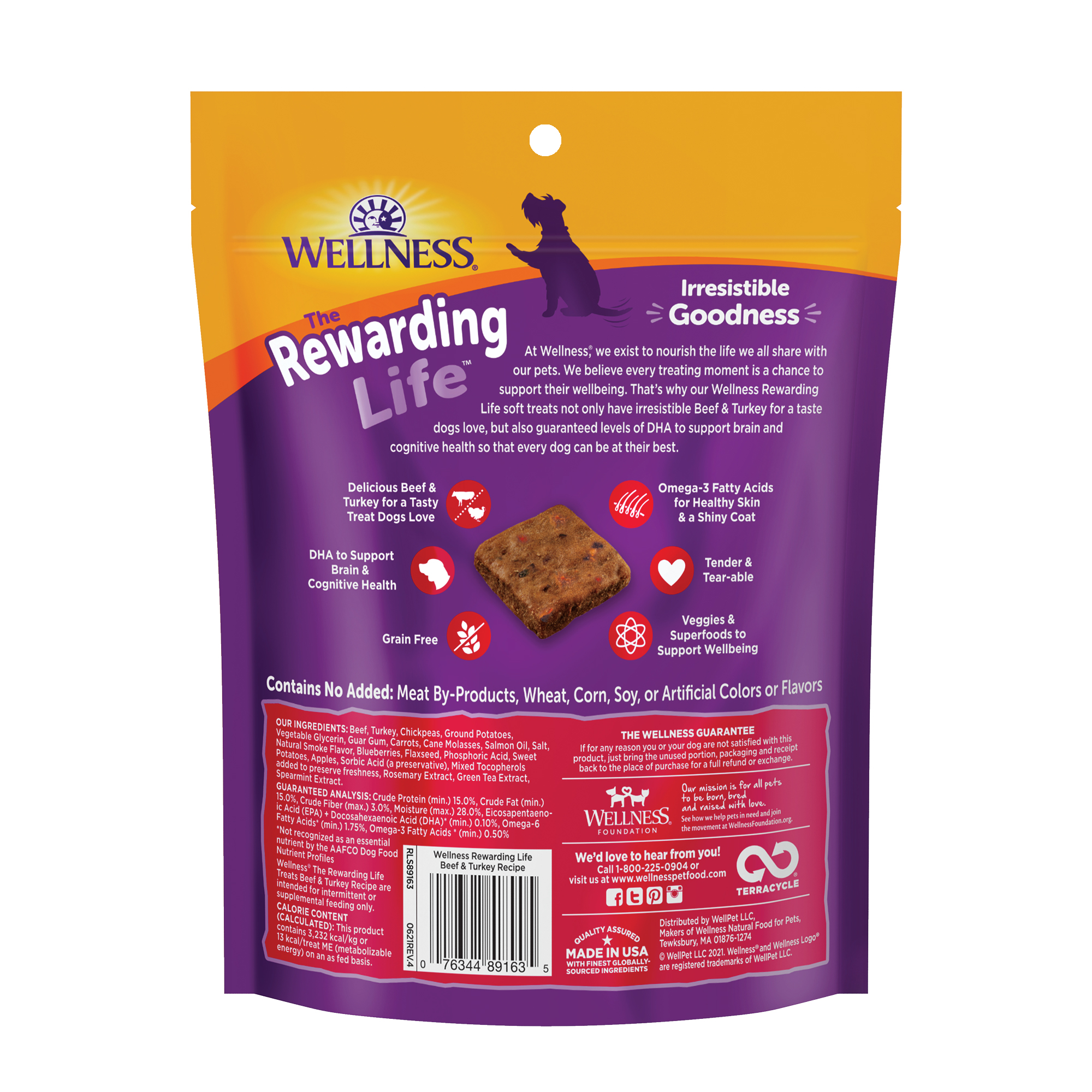 Wellness Rewarding Life Soft & Chewy Dog Treats, Grain Free, Beef & Turkey, 6 Ounce Bag - image 3 of 10
