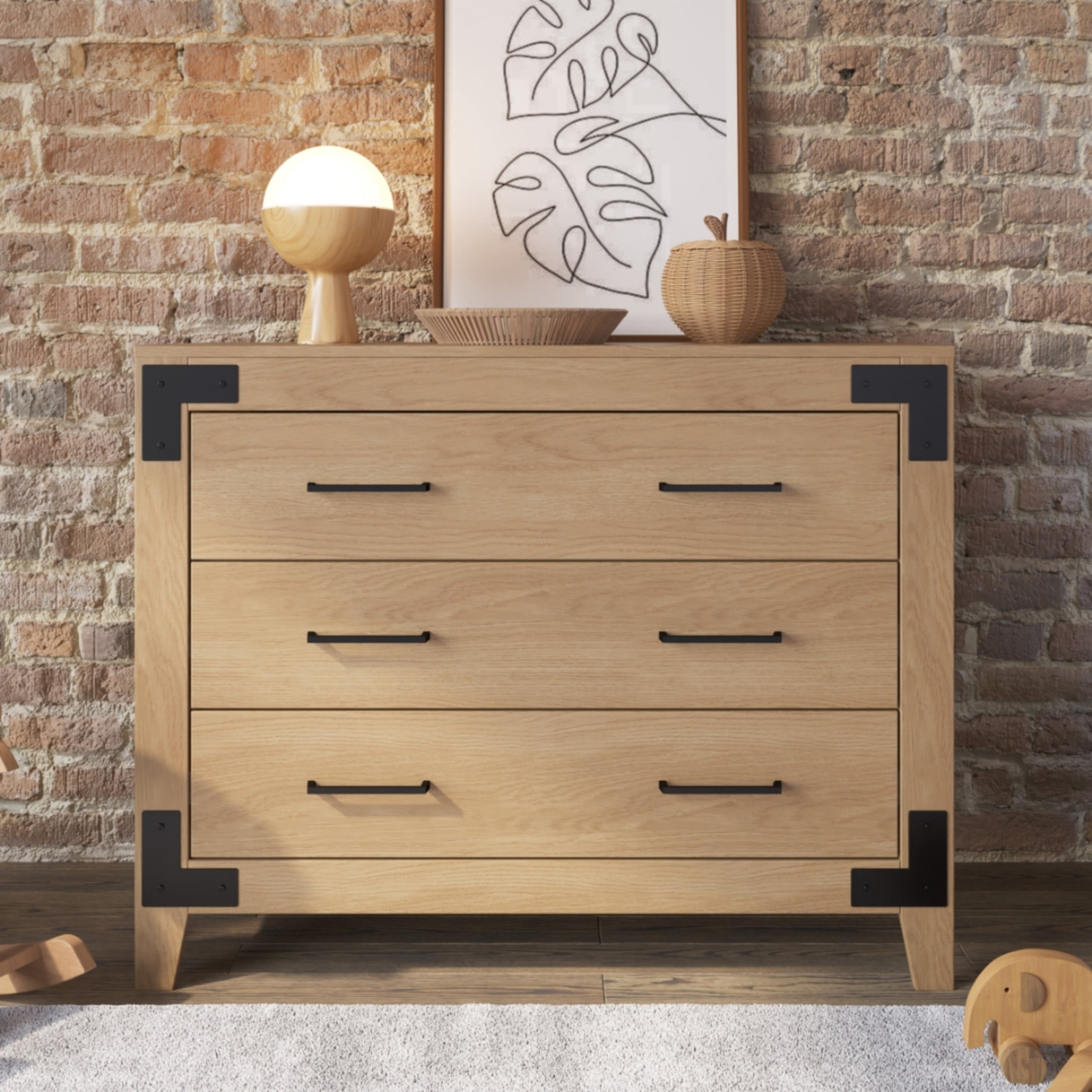 Child Craft Lucas Crib and Dresser Nursery Set, 4-in-1 Convertible Crib with 3-Drawer Dresser, Nutmeg, 2-Piece