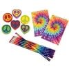 Nikki's Knick Knacks 36 Piece Tie Dye Hippie Peace Stationary Set- Pencils, Erasers, and Notebooks