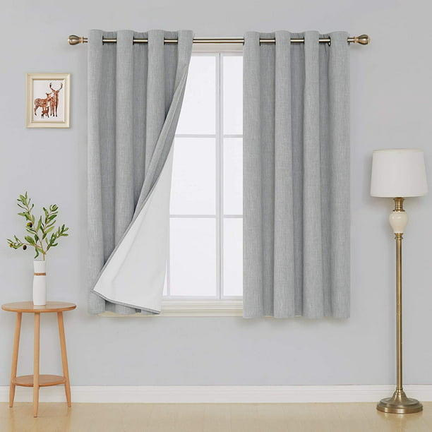 Deconovo Grey Fulll Blackout Curtains with White Backside Thermal