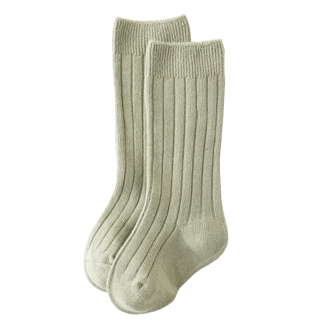 SAYOO Toddler Baby Medium Tube Socks, Solid Color Ribbed Knit Knee High Socks Seamless Uniform Stockings(0-3 Years)