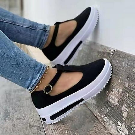 Women's Walking Shoes With Hollow Instep Platform Vintage Slip On Shoes ...