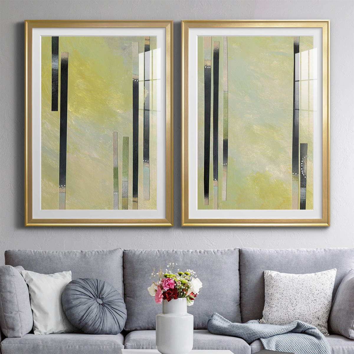 Wexford Home Neutral Assemblage I Premium Framed Print, 22.5" x 30.5" - Ready to Hang, Gold (Set of 2)