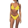 thumbnail image 3 of Sngxgn Women's Swimsuit Tummy Control Bathing Suit Ruffle V Neck Swimwear(Yellow,XL), 3 of 7