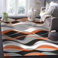 thumbnail image 4 of Orange Black Grey Wavy Kids Rugs, Abstract White Ripple Art Area Rugs, Breathable Durable Carpet, Machine Washable Rugs for Living Room Hardwood Floors Bedside, 5x6ft, 4 of 7