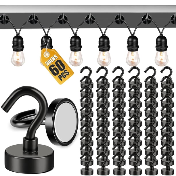 Ganchos magnéticos DIYMAG para colgar guirnaldas de luces, 30 libras+60 unidades
