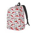 thumbnail image 1 of Vsdgher Cute Christmas Hat Penguin Print Canvas Backpack Travel Rucksack Unisex Knapsack 15.7/17.7Inch Laptop Backpack for Work,College-Small, 1 of 5