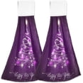 thumbnail image 2 of SKYSONIC 2 Pack Christmas Tree Pattern Hand Towels, Soft and Absorbent Kitchen Towels with Hanging Loop Microfiber Tie Towel for Bathroom, Laundry Room, Farmhouse, 14" x18.2", 2 of 7