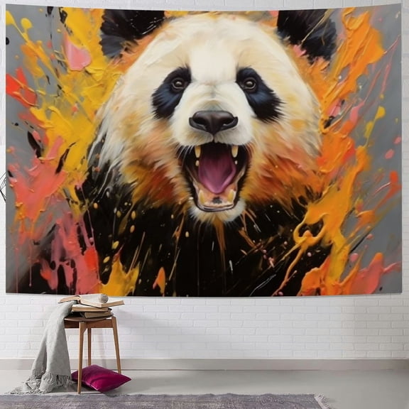 JRXY Colorful Pandas Tapestry - High-Quality Short Plush Wall Hanging Painting
