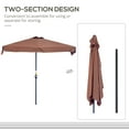 thumbnail image 4 of Outsunny Parasol Demi-Parasol de Patio 7,5 Pi Pare-Soleil, Manivelle, Café, 4 of 10