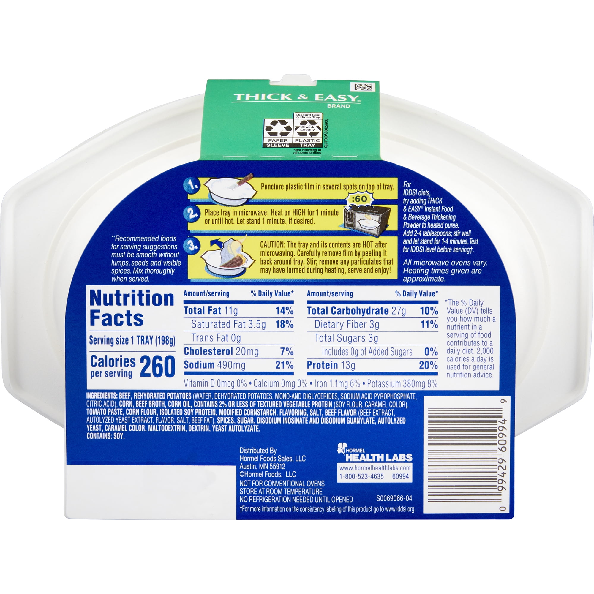 Thick & Easy Purees Thickened Food Beef with Potatoes & Corn 7 oz Tray 7 Ct