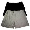 thumbnail image 2 of Hanes Men's Jersey Drawstring Sleep Shorts with Logo Waistband 2-Pack Active Grey Heather/Black 3XL, 2 of 13