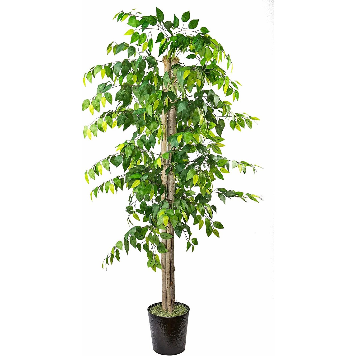Artificial Ficus Tree 6FT Faux Indoor Tree in Decorative Metal Pot