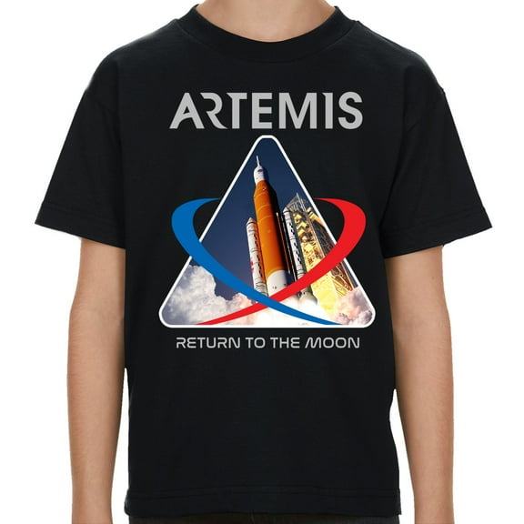 NASA Artemis 1 Launch Youth Black Shirt-Large