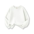 thumbnail image 3 of WhouRiu Big Boy Girl Sweatshirt Solid Long Sleeve Pullover Basic Top Loose Soft Sport Autumn Sweatshirt White,Sized 8-9, 3 of 3