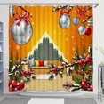 thumbnail image 1 of Festive Christmas Shower Curtain - Snowflakes & Silver Bauble Design, 1 of 5