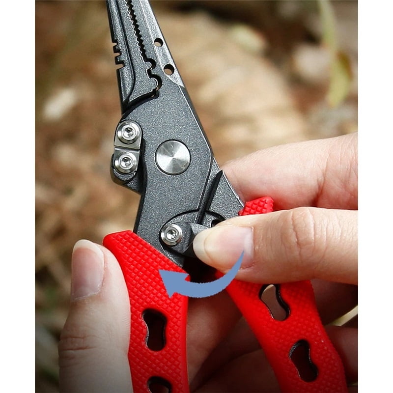 Fishing Pliers, Saltwater Line Cutter with Split Ring Pliers, Fishing Hook Remover, Fishing Nose Pliers with , Fishing Gear Gifts for Men red