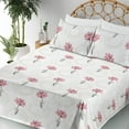thumbnail image 3 of Ambesonne Lotus Flowers Fitted & Flat Sheet with Shams 4 Pcs Set, Art of Modern Floral, Full, Ivory Pale Pink, 3 of 5