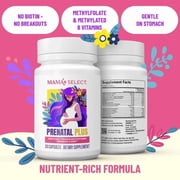 Mama's Select Prenatal Vitamins – Vegan, Allergen-Free, MTHFR-Safe with Methylated Folate & B Vitamins, Gentle on Digestion, Supports Healthy Fetal Development, Biotin-Free, Once Daily