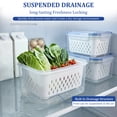 thumbnail image 5 of Toorise 3Pcs 4 in 1 Food Storage Container for Fridge Plastic Fruit Keeper Storage Container with Removable Drain Basket for Picnic Camping Fruit Vegetable, 5 of 11