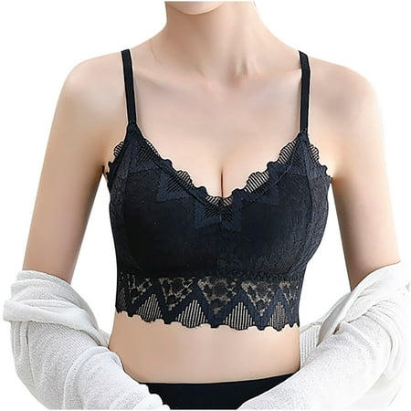 

Mikilon Women Lady Lace Gathered Bra Plus Size Sports Bra Underwear Yoga Hollow Out Bra Cup Undershirt Sleeveless Women on Sale