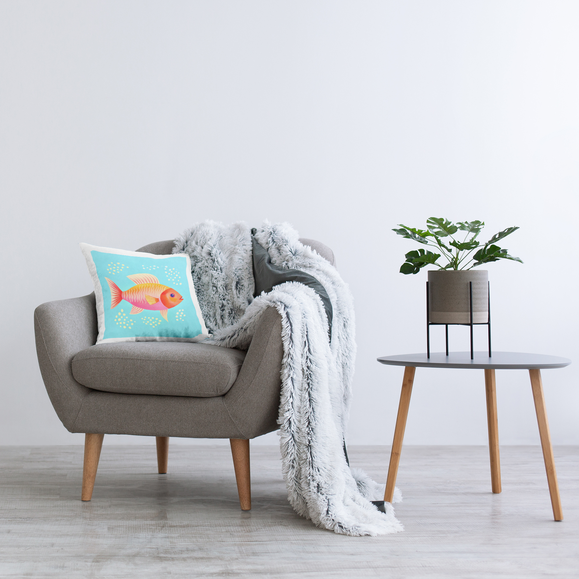 Stupell Industries Whimsical Orange Fish Decorative Printed Throw Pillow Design by Andrea Haase.