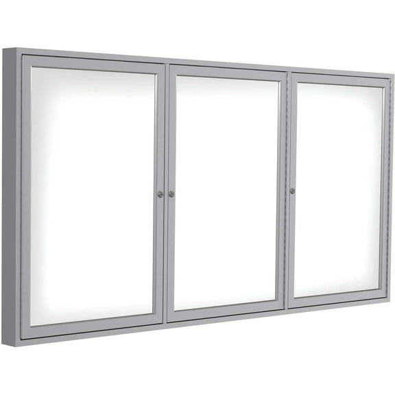 Ghent's Ceramic 48" x 96" 2 Door Enclosed Mag. Whiteboard in White