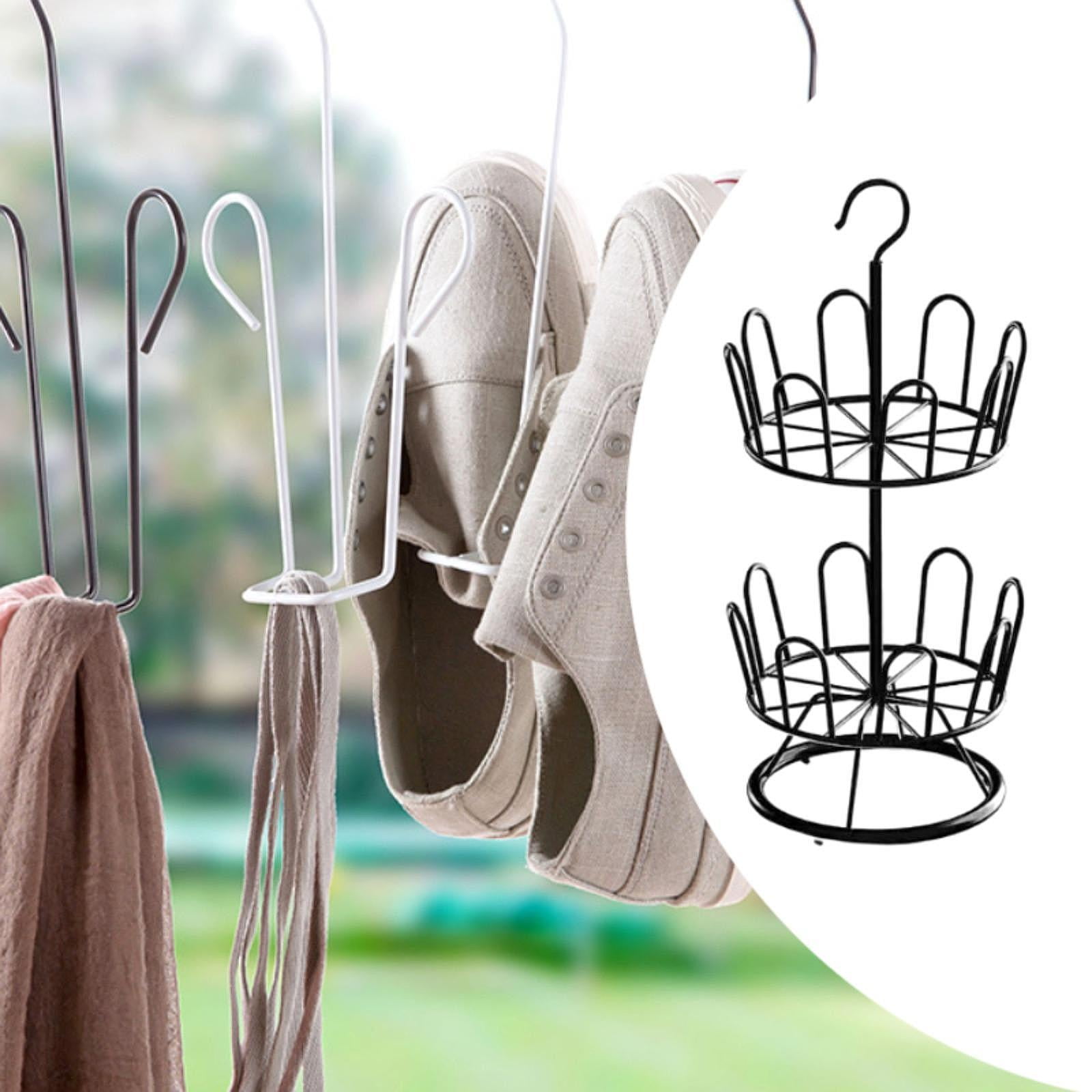 Baoblaze Revolving Shoe Rack Modern Metal Shoe Tree Rack for Apartment Farmhouse Dorm Black 2 Tiers