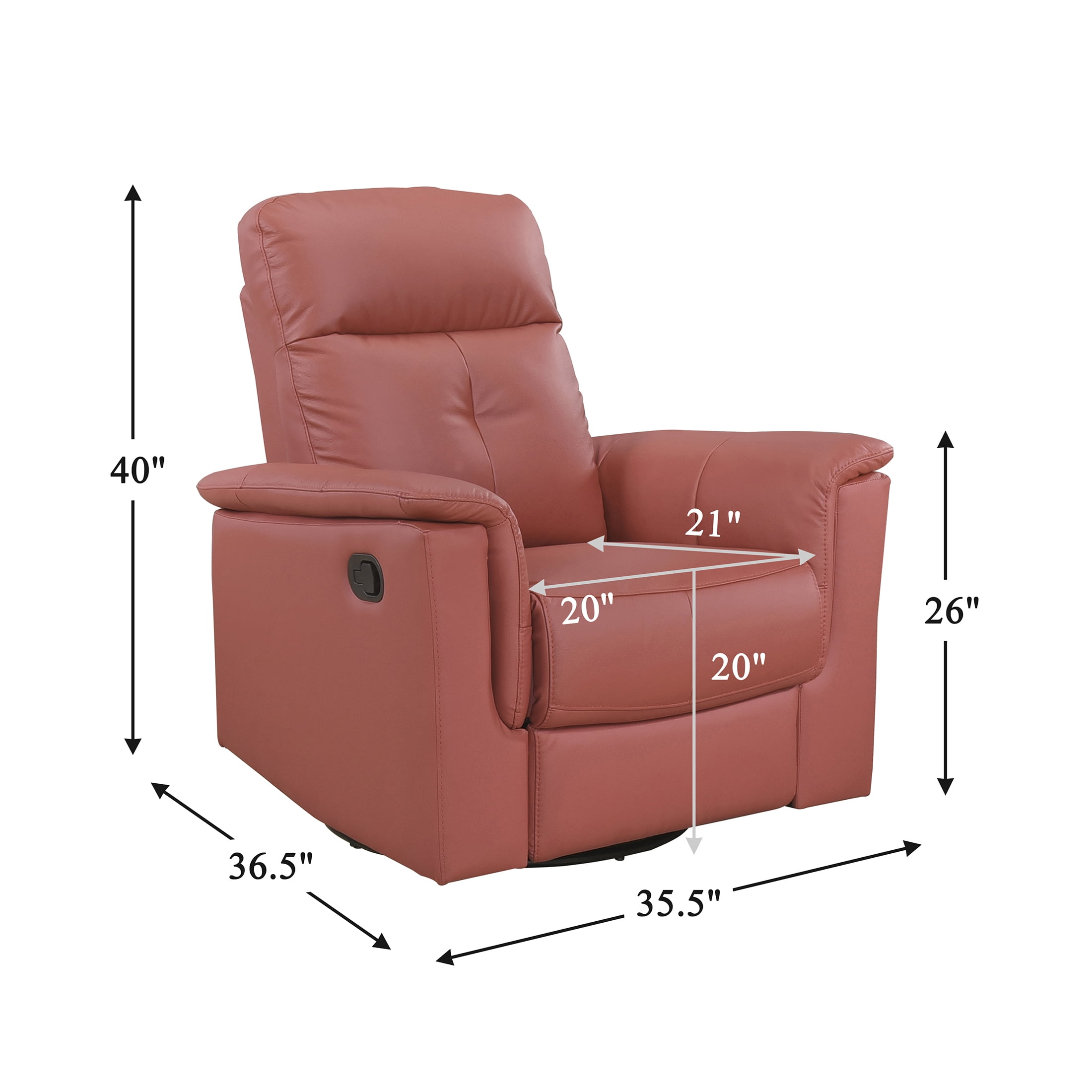 OakvillePark Willowmar Leather Match Swivel Glider Recliner Chair, Red