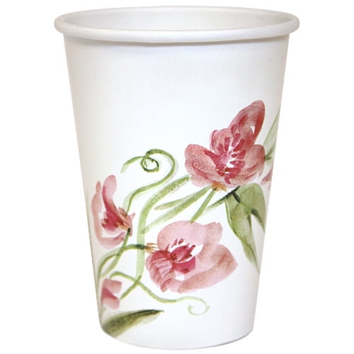 Gobelets en Papier - 12 oz / Collection Florale Rose / Lot de 24