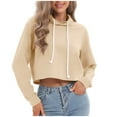 thumbnail image 2 of Homenesgenics Sweatshirts for Women under $10 Fashion Solid Round-Neck Pullover Tops Long Sleeve Hooded Blouse, 2 of 8