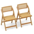 thumbnail image 1 of Costway Rattan Cane Folding Chairs Set of 2 with Rotatable Backrests 330lbs Capacity, 1 of 8