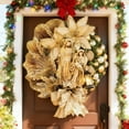 thumbnail image 4 of Small Flat Wooden Wreaths Sign Decorations 12" Christmas Wreaths for Front Door with Gold Flowers Berries Christmas Balls Bows Holiday Decorations, 4 of 6