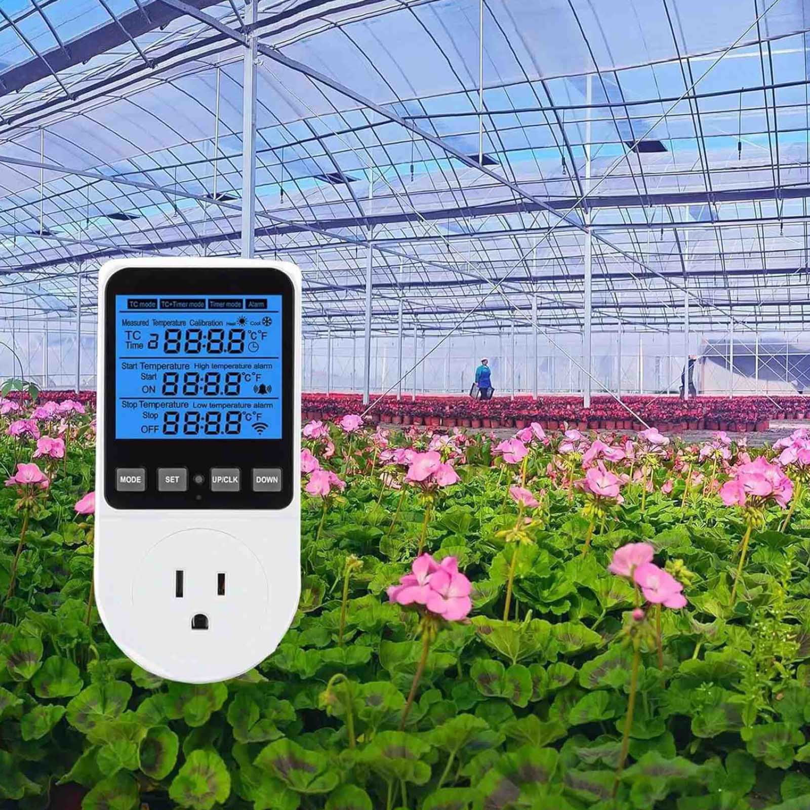 GUYUTING 4 Mode Temperature Control Socket with Timer Alarm Function Persistent Memory 1.7m NTC Sensor Incubator Greenhouse