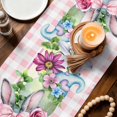 thumbnail image 2 of Easter Cotton Linen Table Runner for Dining Kitchen, Spring Watercolor Bunny Eggs Flowers Pink Plaid Wedding Outdoor Party Tablerunners, Dresser Scarf Coffee Tablecloth Runners 13x36 Inches, 2 of 9