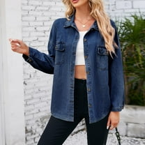Byworldtasic Womens Jacket 2025 Fall Jean Jackets for Women Fashion Oversized Button Down Denim Jacket Western Shacket Jacket with Pockets