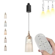 FSLiving 5W Adjustable Levitate Track Pendant Light J-Type Retractable Track Pendant Light with Remote Control Dimmable Smart Led Light Adjustable Height for Decor Backdrop,Clear - 1 PCS