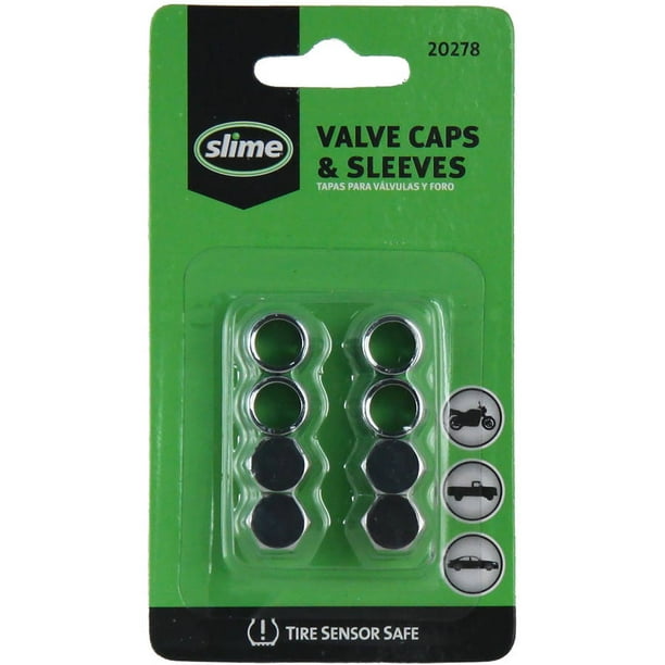 Slime Chrome Valve Stem Caps With Sleeves 20278 Walmart Com Walmart Com
