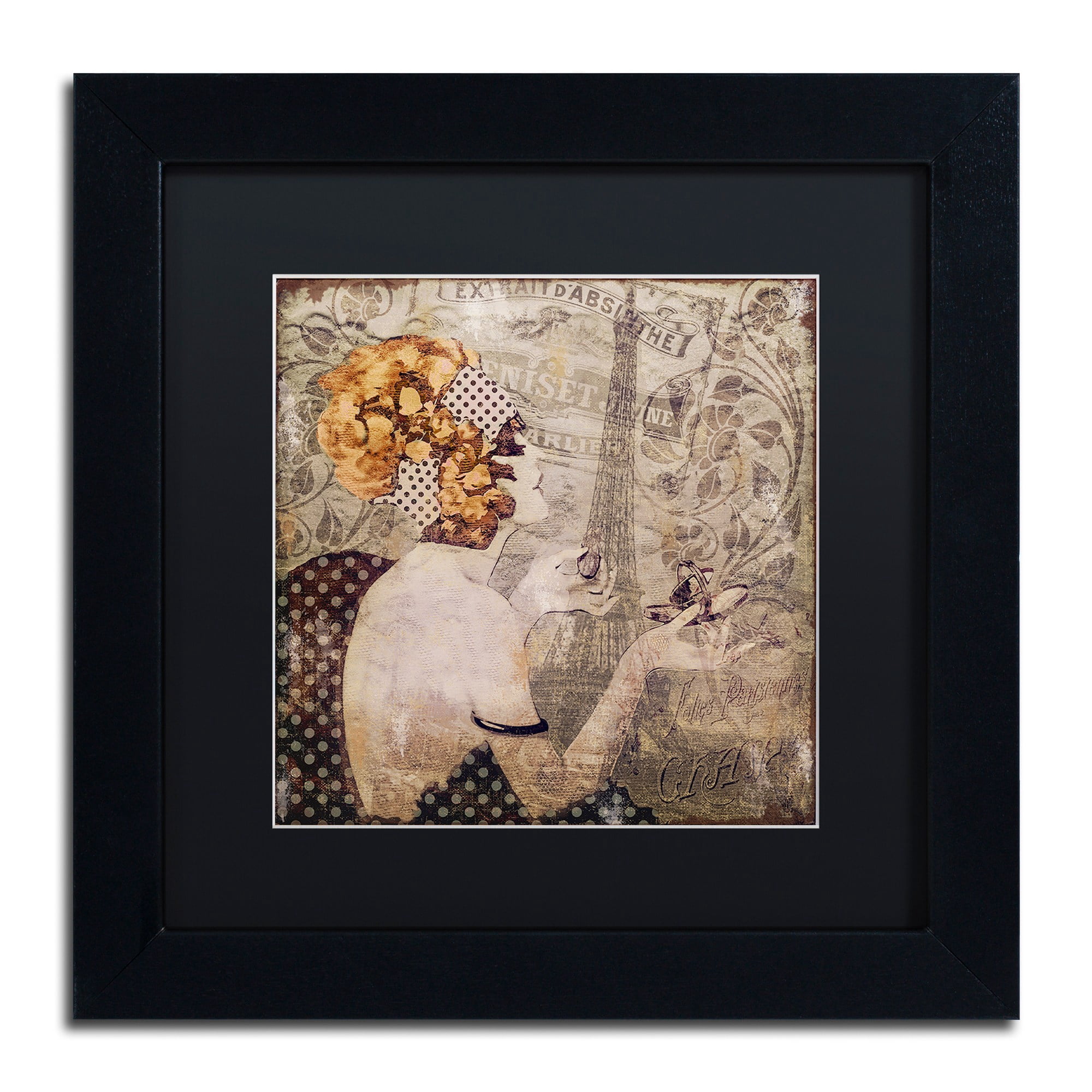 Trademark Fine Art "A Date With Paris" Canvas Art by Color Bakery Black Matte, Black Frame