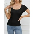 thumbnail image 5 of Women Short Sleeve Scoop Neck Tops Shirts Fitted Summer Tshirt Tee, 5 of 7