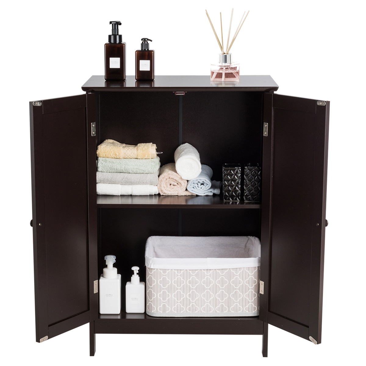 RTYJGD bathroom floor standing storage cabinet, double door bathroom storage cabinet, MDF waterproof storage cabinet suitable for bathroom bedrooms 23.5  14  34 inches