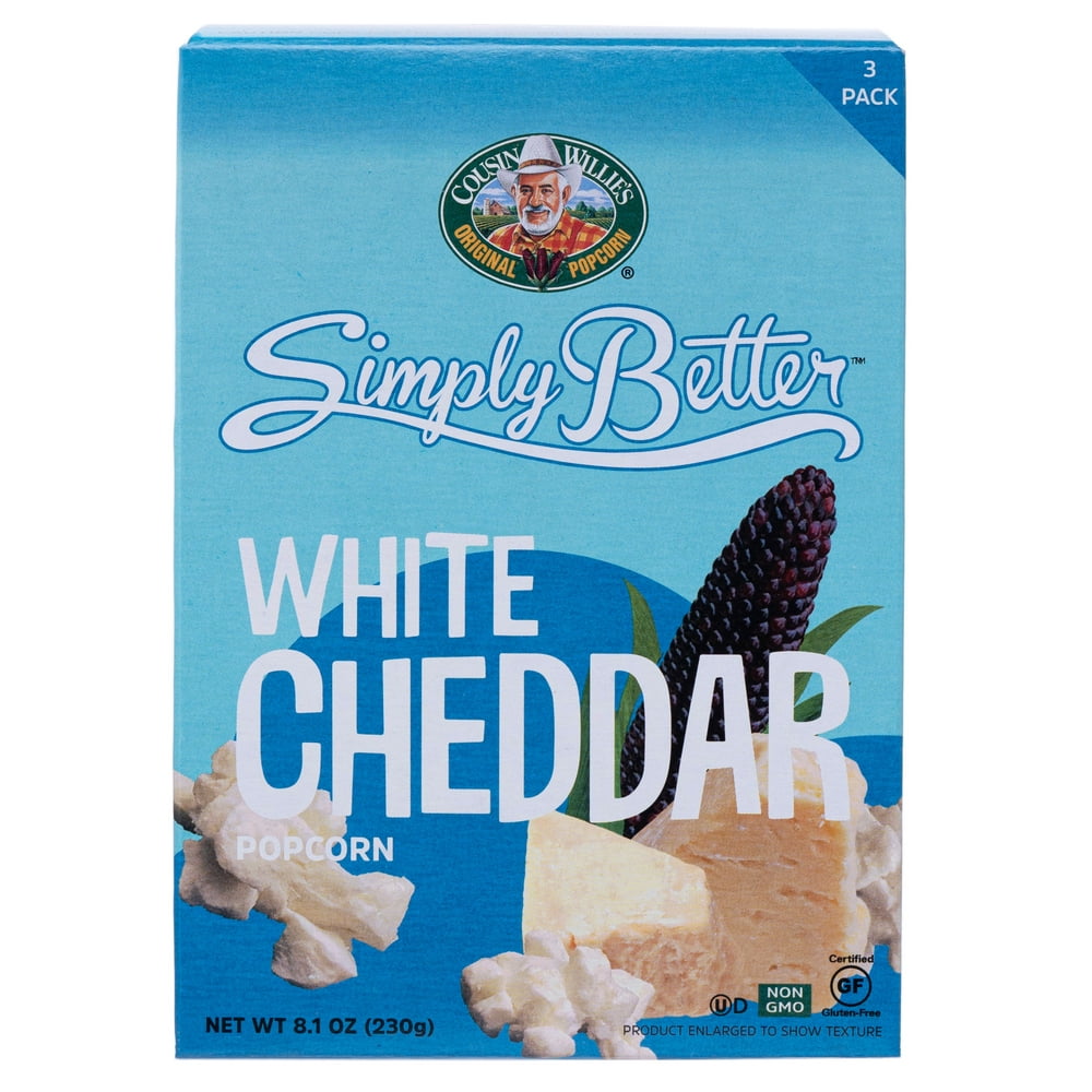 Cousin Willie’s Simply Better WHITE CHEDDAR Microwave Popcorn, 12 bags