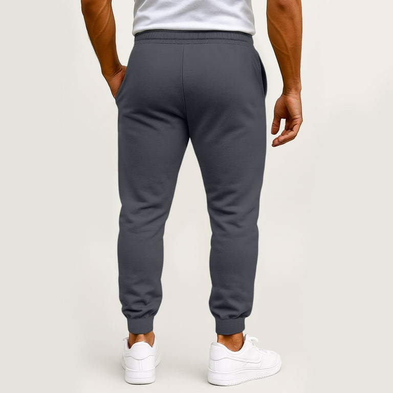 Mens Fleece Joggers with Pockets Drawstring Waist, Loose Fit