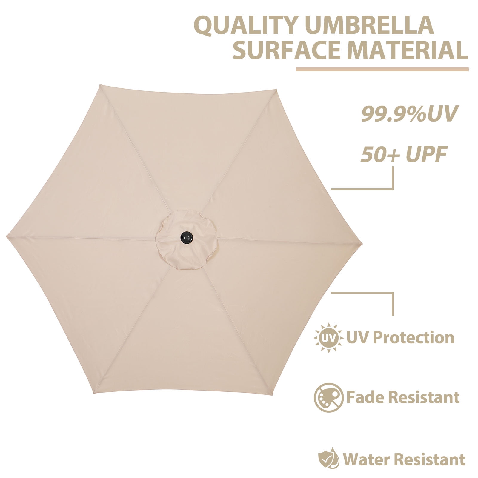 Autlaycil 9ft Outdoor Patio Umbrella with Base, 67 lbs Water or 95 lbs Sand Filled, Durable Ribs and Tilt for Market, Garden, Poolside - Beige
